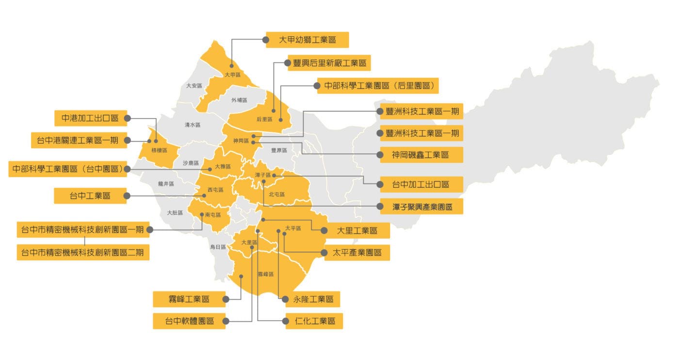 Taiwan Technology Outpost In Taichung Industrial Parks By Municipality